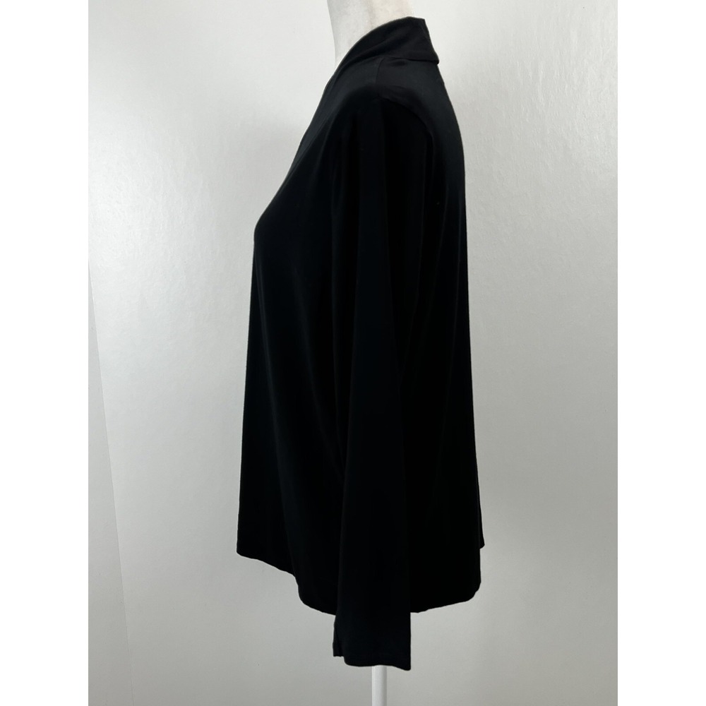 Talbots Black Stretch Shirt Top 1X Plus GUC Vneck Women's Classic Basic - Picture 2 of 7
